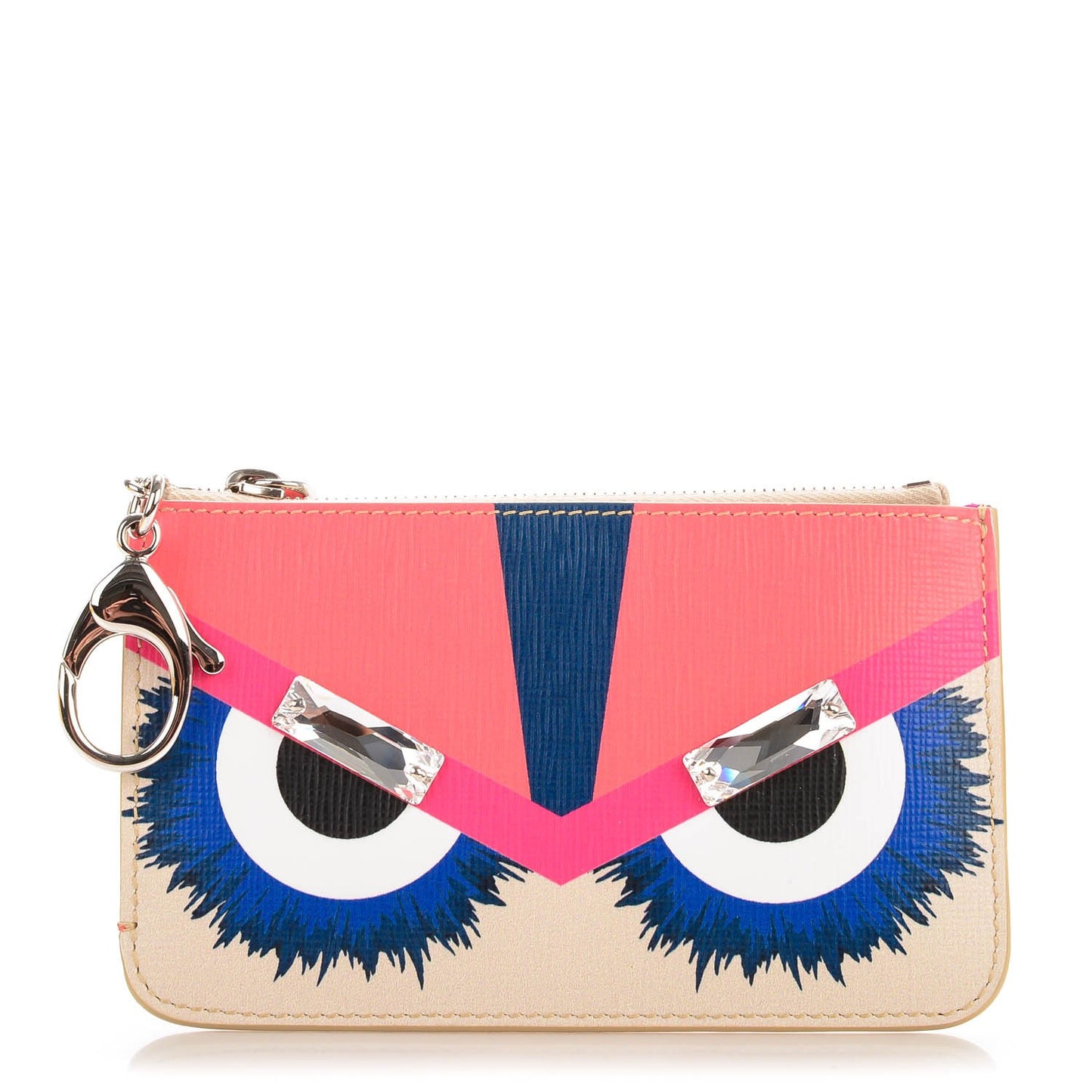 Saffiano Crystal Eye Monster Coin Pouch Key Case Bellini Multicolor