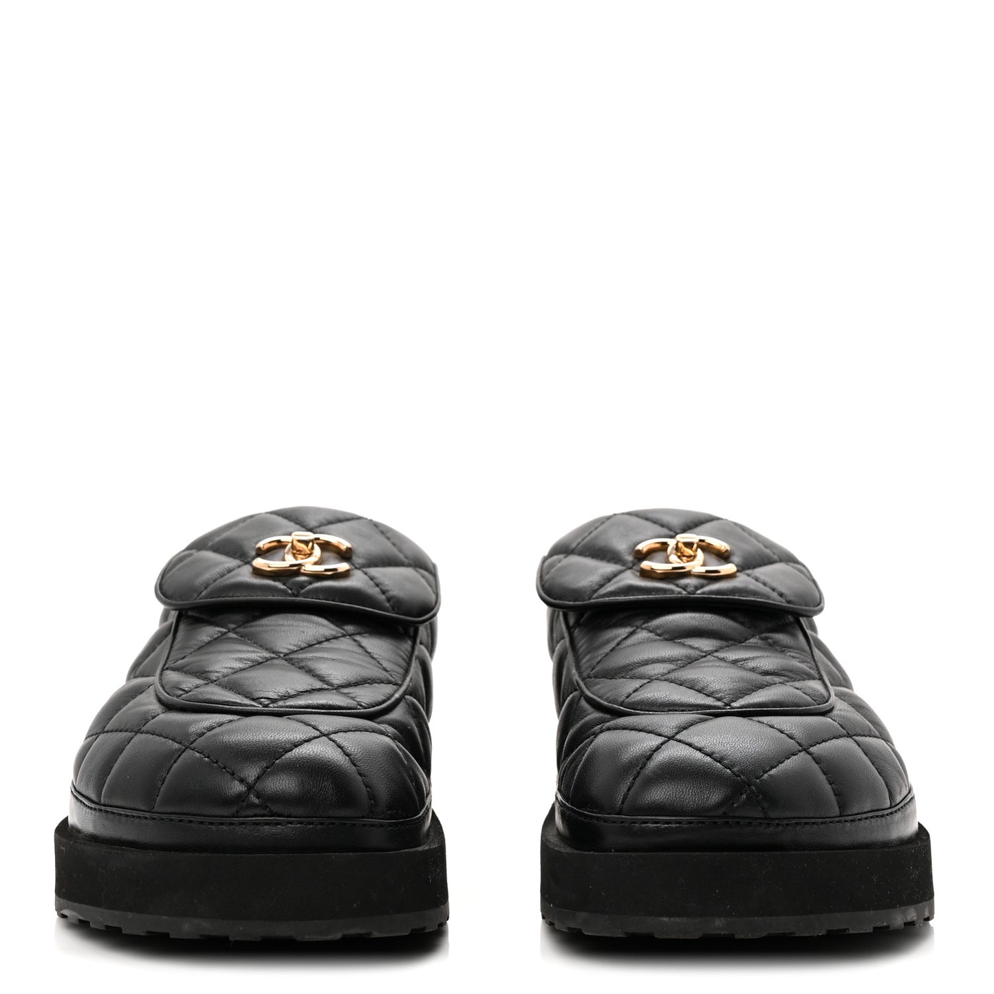 Lambskin Quilted CC Turnlock Mules 40 Black