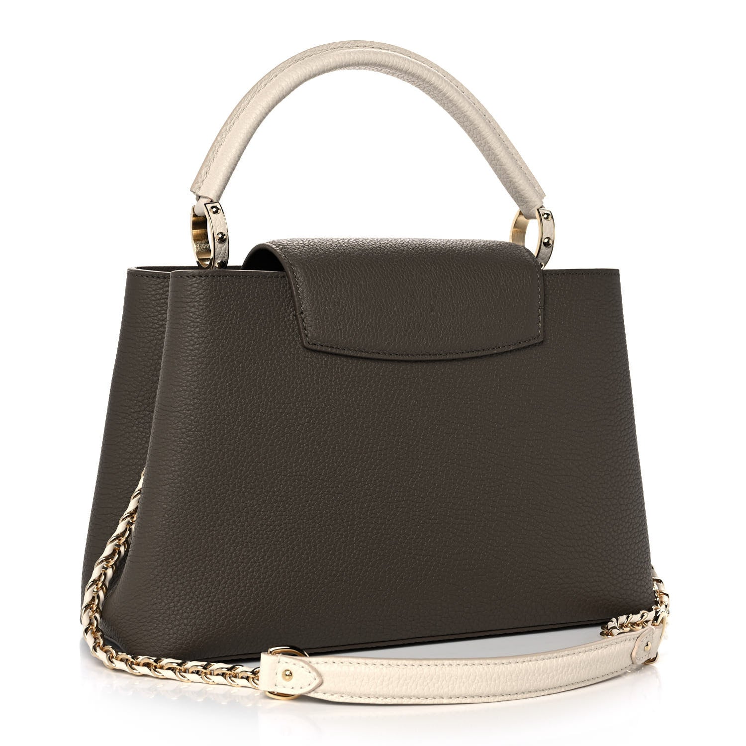 Louis Vuitton Taurillon Capucines MM Smokey Brown Green Creme Pink 2 of 8