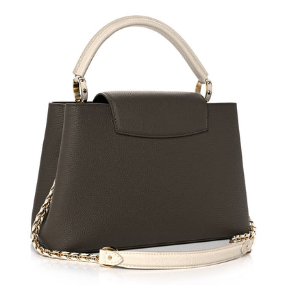 Louis Vuitton Taurillon Capucines MM Smokey Brown Green Creme Pink 2 of 8