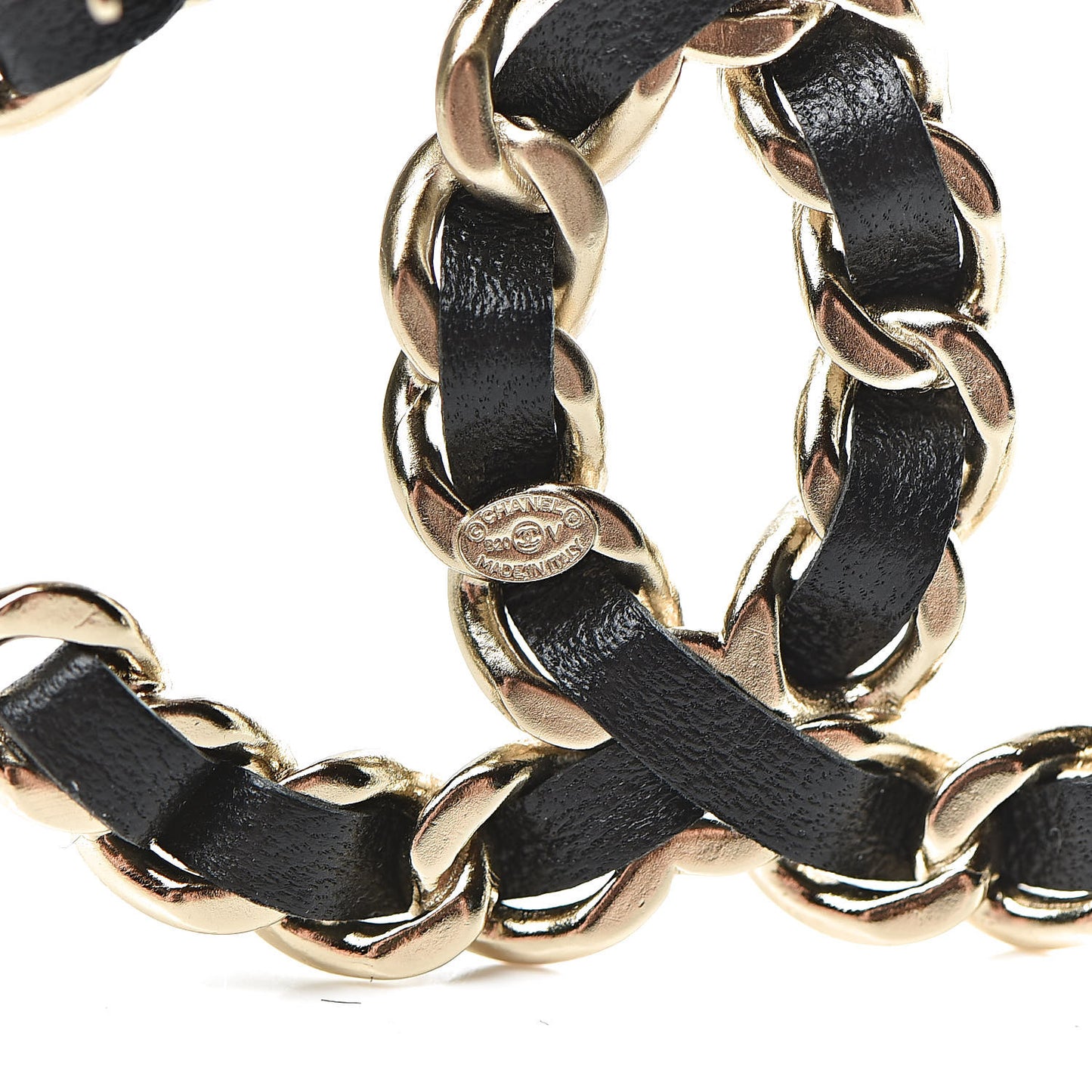 Lambskin Chain CC Brooch Black Gold
