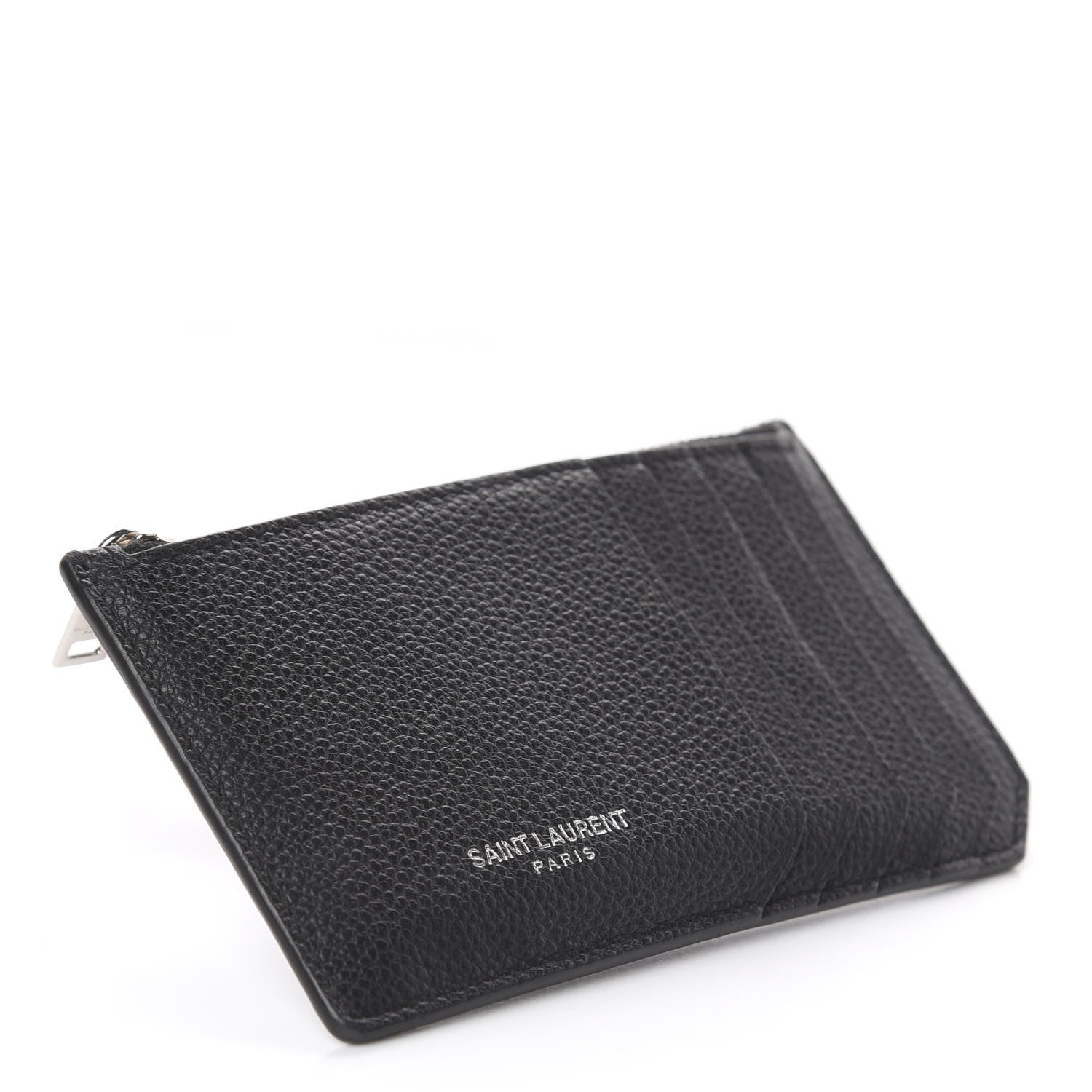 Saint Laurent Grained Calfskin 5 Fragments Zip Pouch Card Holder Black 3 of 5