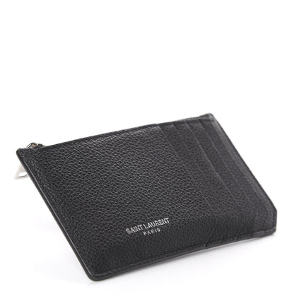 Saint Laurent Grained Calfskin 5 Fragments Zip Pouch Card Holder Black 3 of 5