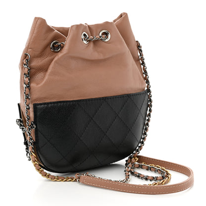 Chanel Calfskin Quilted Small Gabrielle Bucket Beige Black 3 of 10