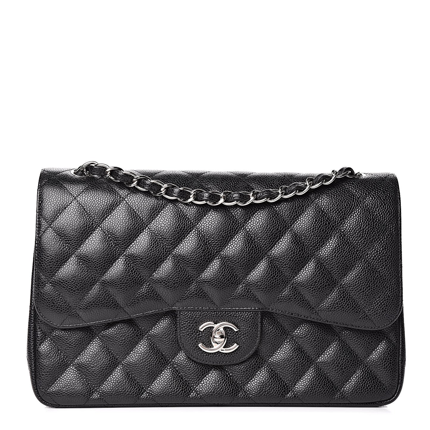 Caviar Quilted Jumbo Double Flap Black