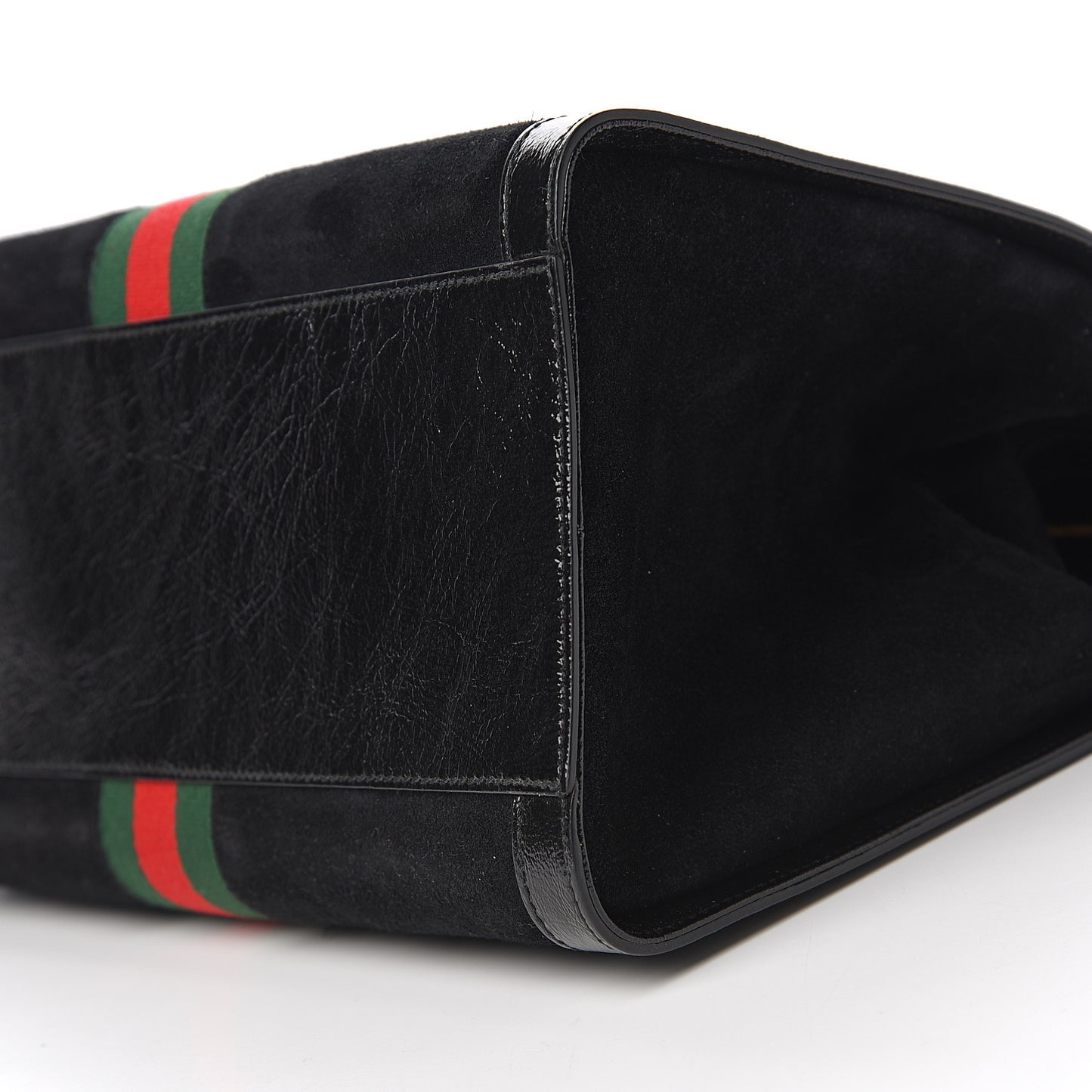 Suede Patent GG Web Medium Ophidia Tote Bag Black