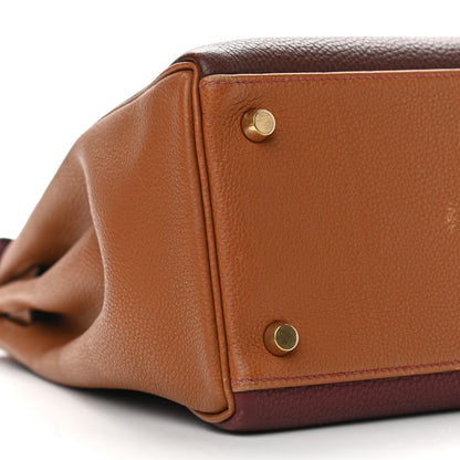 Hermes Togo Tri-Color Kelly Retourne 32 Rouge H Gold Havane 9 of 19