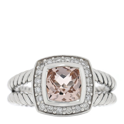 David Yurman Sterling Silver Diamond Morganite 7mm Petite Albion Ring 50 5.5 1 of 4
