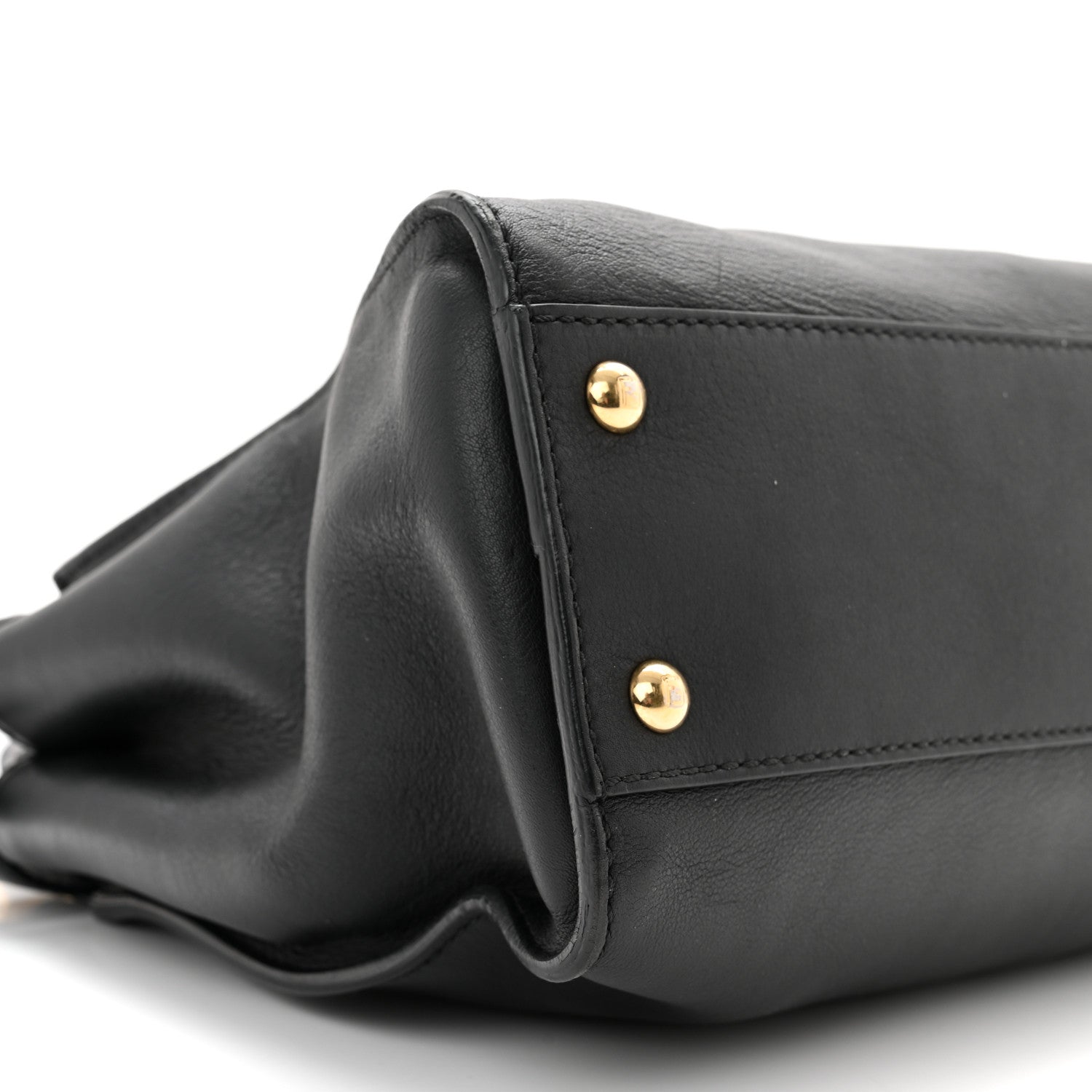 Fendi Vitello Seta Shiny Nappa Medium Peekaboo Iconic Satchel Black 9 of 11