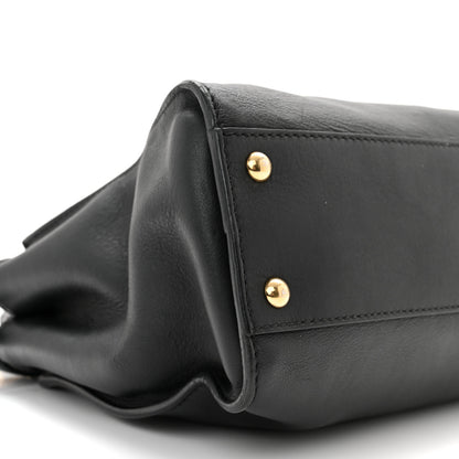Fendi Vitello Seta Shiny Nappa Medium Peekaboo Iconic Satchel Black 9 of 11