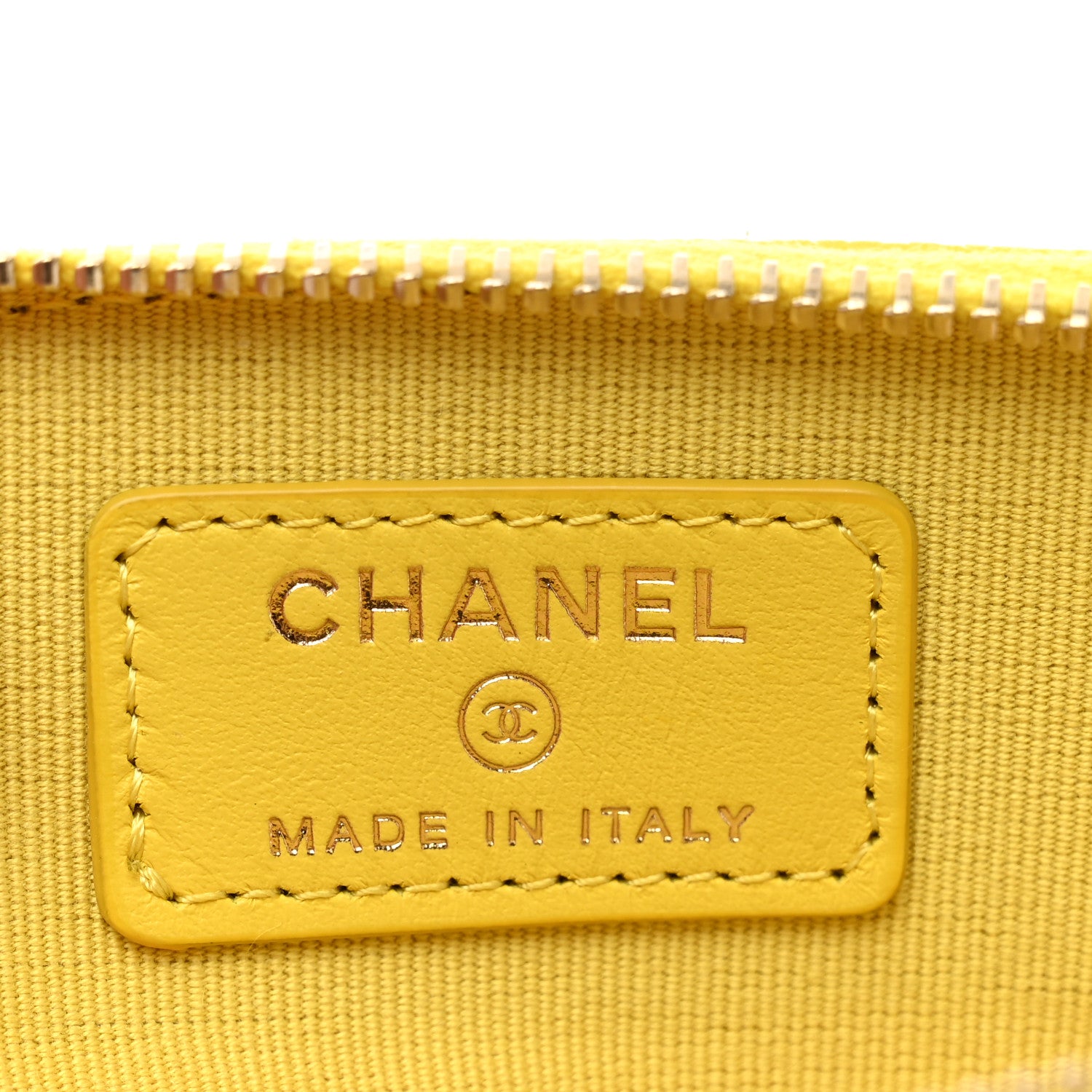 Chanel Caviar Quilted Zip Card Holder Wallet Yellow 6 of 8