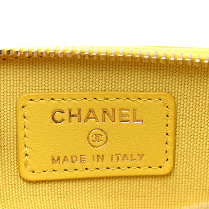 Chanel Caviar Quilted Zip Card Holder Wallet Yellow 6 of 8
