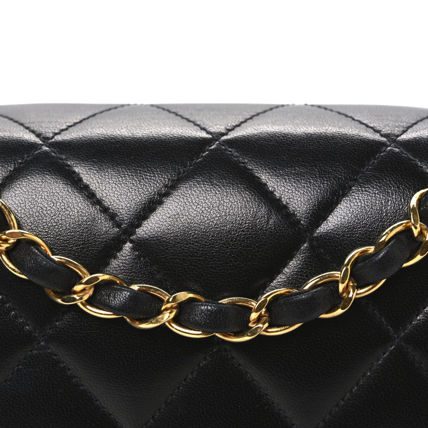 Lambskin Quilted Small Single Flap Black