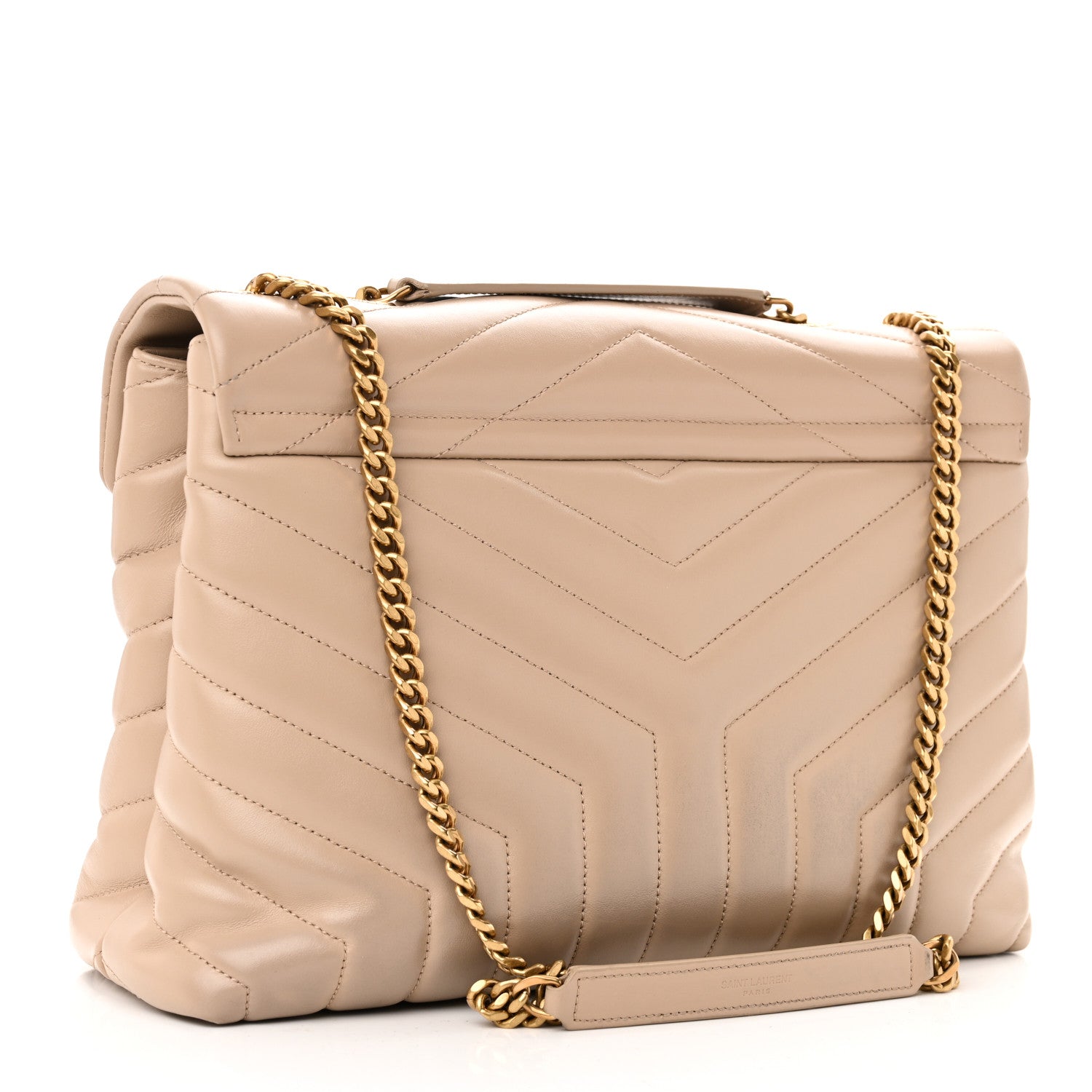 Saint Laurent Calfskin Y Quilted Monogram Medium Loulou Chain Satchel Dark Beige 3 of 9