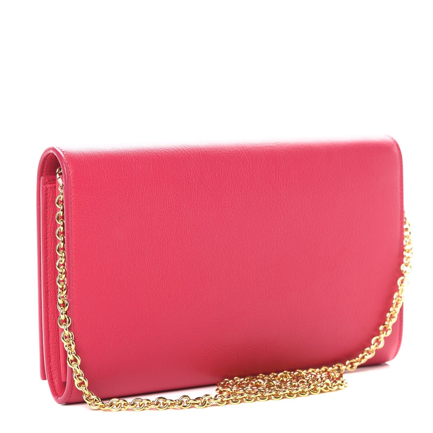Calfskin Belle de Jour Chain Clutch Fuchsia