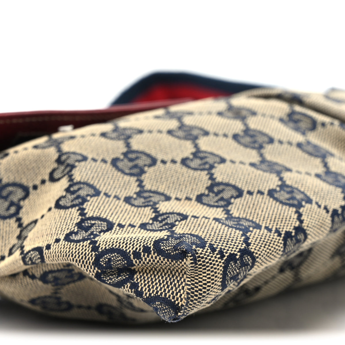 GG Monogram Web Double Pocket Belt Bag Navy Red