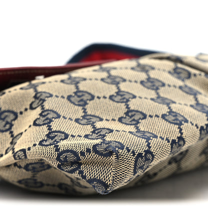 Gucci GG Monogram Web Double Pocket Belt Bag Navy Red 11 of 12