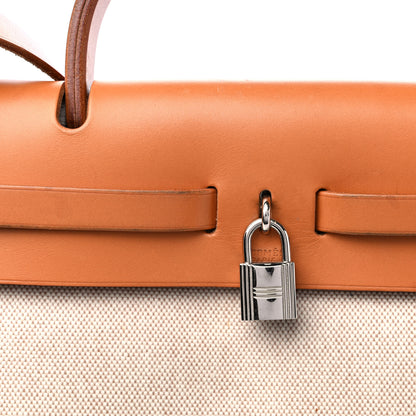 Hermes Toile Vache Calfskin Herbag 30 PM Black Natural 16 of 20
