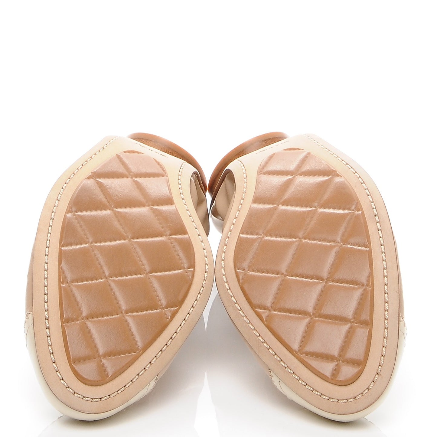 Lambskin Patent CC Elastic Cap Toe Ballerina Flats 37.5 Light Beige