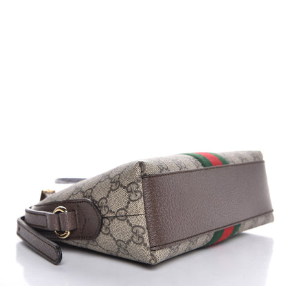 Gucci GG Supreme Monogram Textured Dollar Calfskin Web Small Ophidia Dome Shoulder Bag Beige Ebony New Acero 4 of 7