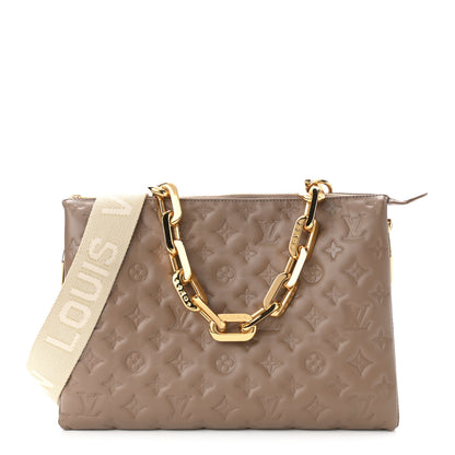 Louis Vuitton Lambskin Embossed Monogram Coussin MM Taupe 1 of 11