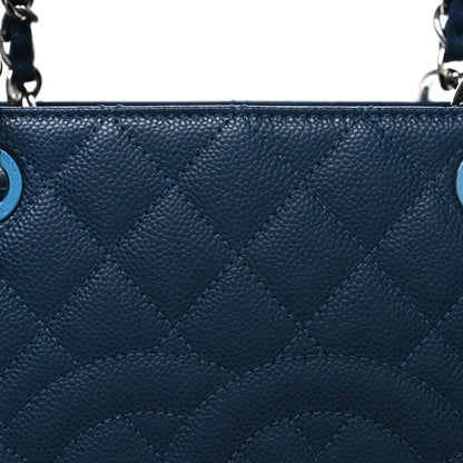 Chanel Caviar Quilted Grand Shopping Tote GST Dark Navy Blue 8 of 11