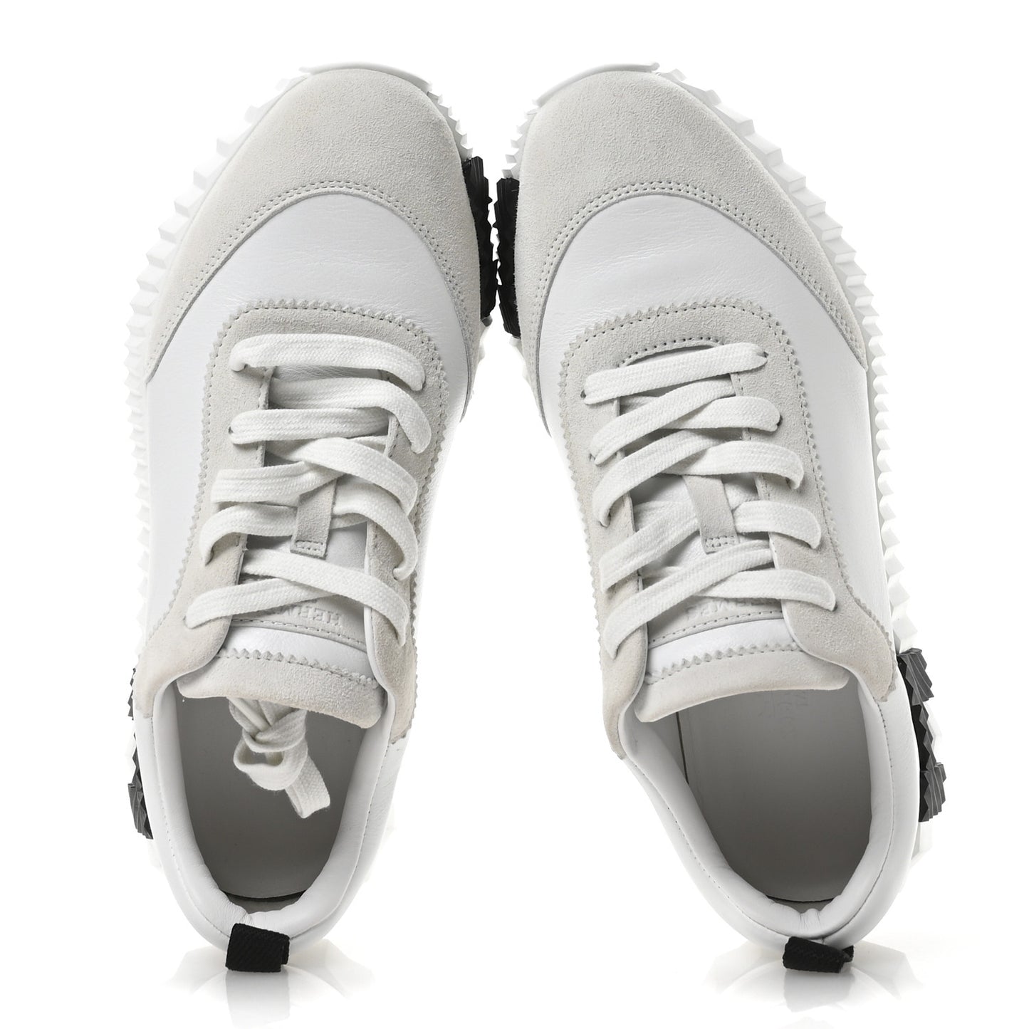 Calfskin Suede Goatskin Bouncing Sneakers 36.5 White