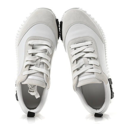 Hermes Calfskin Suede Goatskin Bouncing Sneakers 36.5 White 2 of 8