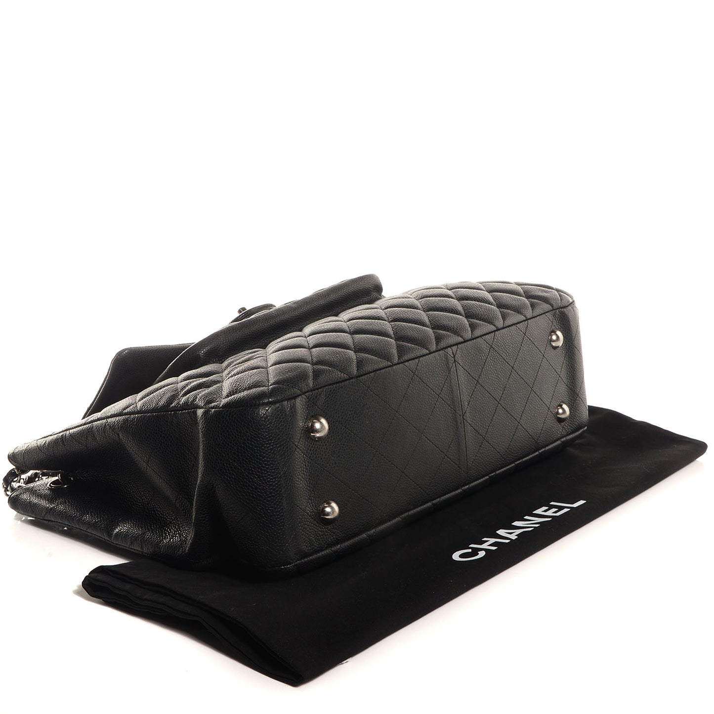 Caviar Quilted Flap Tote Black
