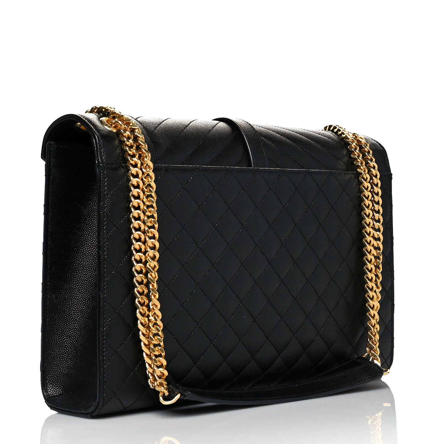Saint Laurent Grain De Poudre Textured Mixed Matelasse Large Triquilt Monogram Satchel Black 3 of 9