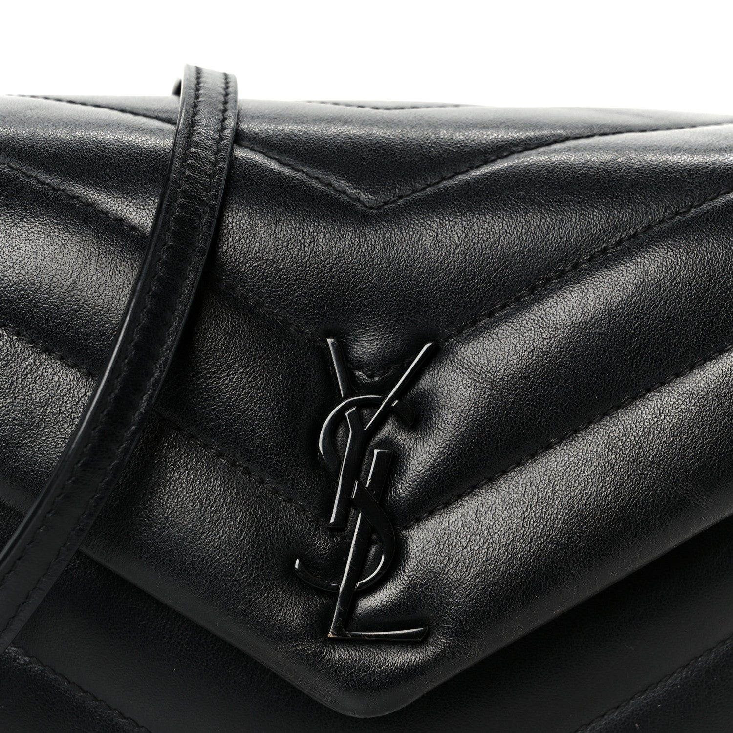 Saint Laurent Calfskin Y Quilted Monogram Monochrome Toy Loulou Crossbody Bag Black 9 of 12