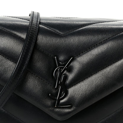Saint Laurent Calfskin Y Quilted Monogram Monochrome Toy Loulou Crossbody Bag Black 9 of 12