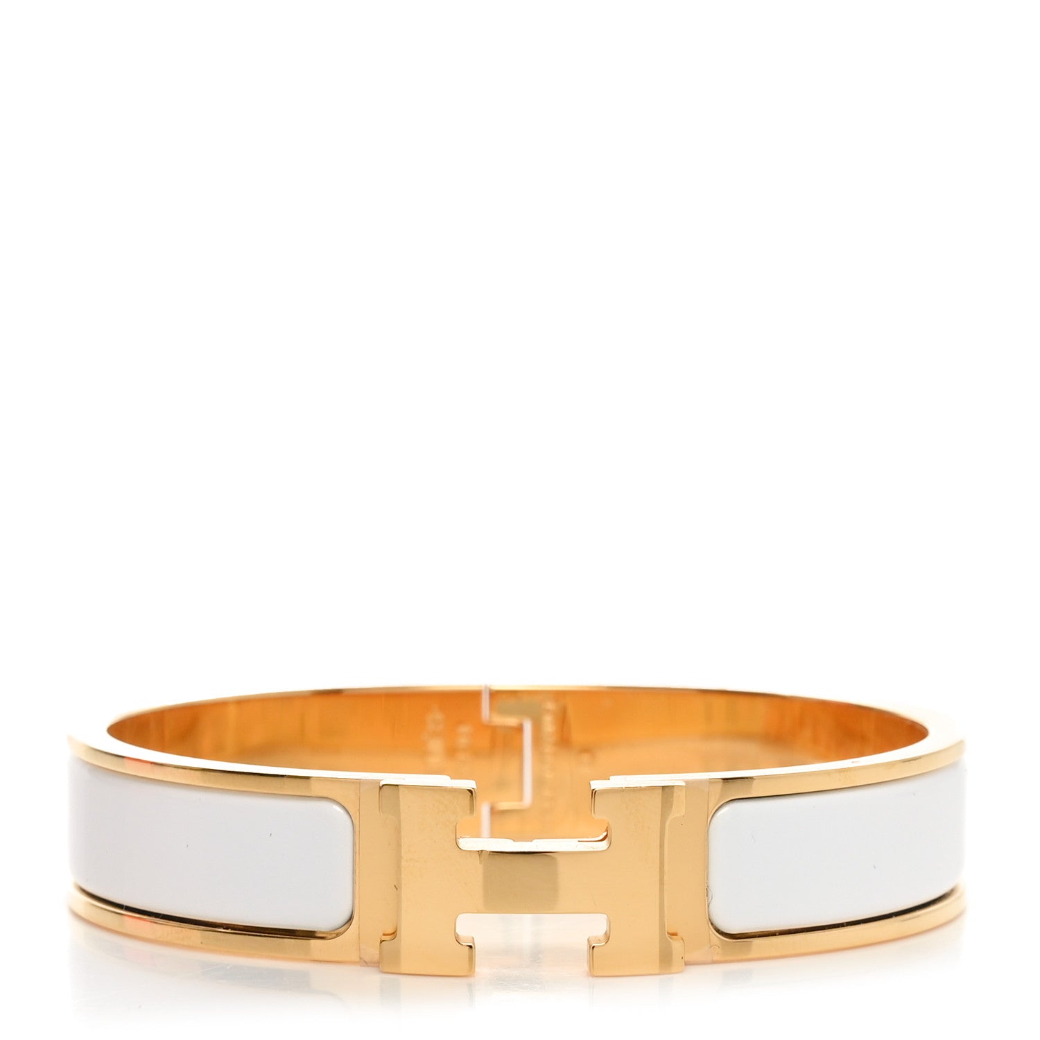 Hermes Enamel Narrow Clic Clac H Bracelet PM White 1 of 6