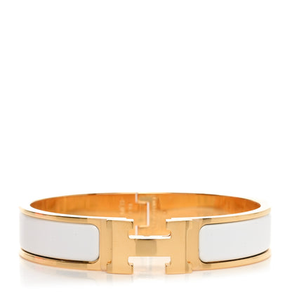 Hermes Enamel Narrow Clic Clac H Bracelet PM White 1 of 6