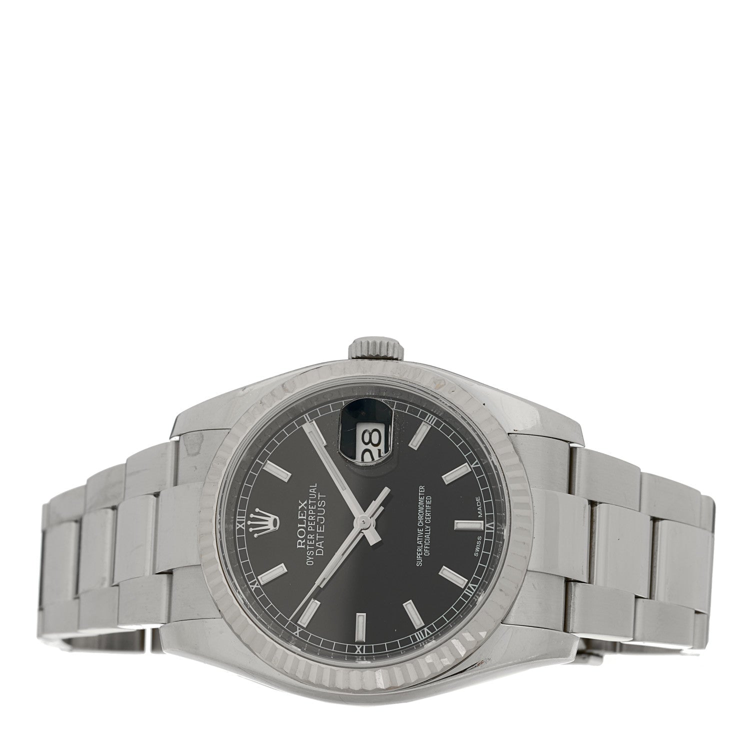 Rolex Stainless Steel 18K White Gold 36mm Oyster Perpetual Datejust Watch Black 116234 2 of 5