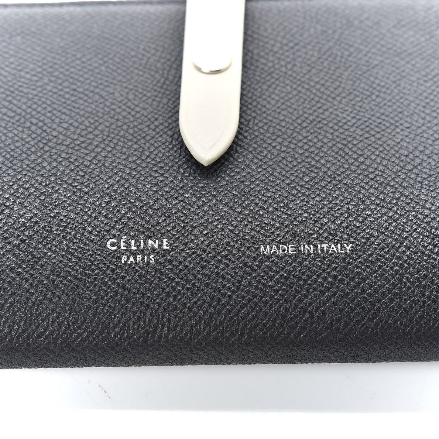 Grained Calfskin Strap Passport Cover Black Chalk