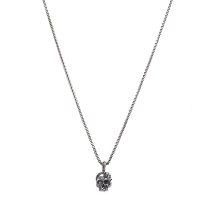 David Yurman Sterling Silver 2.7mm Box Chain Skull Wave Pendant Necklace 1 of 6