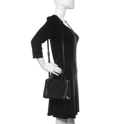 Prada Saffiano Lux Monochrome Mini Galleria Double Zip Tote Black 2 of 9