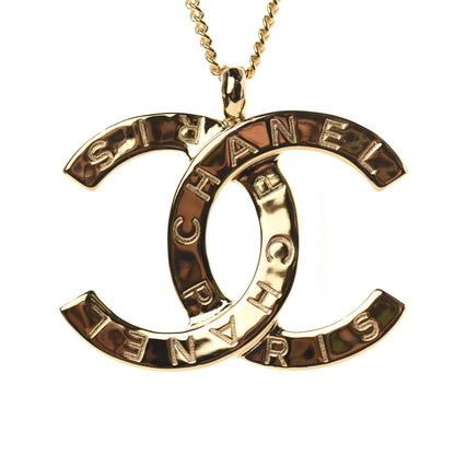 Chanel Metal CC Paris Button Necklace Gold 4 of 6
