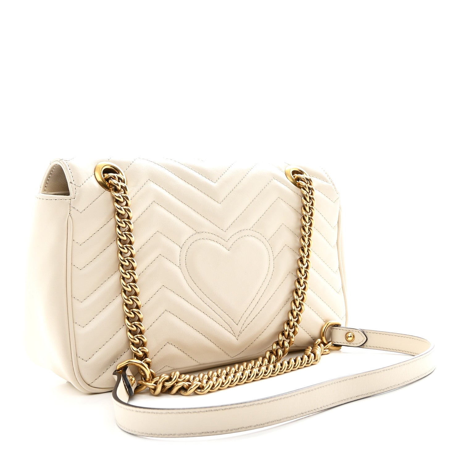 Gucci Calfskin Matelasse Small GG Marmont Shoulder Bag White 4 of 19