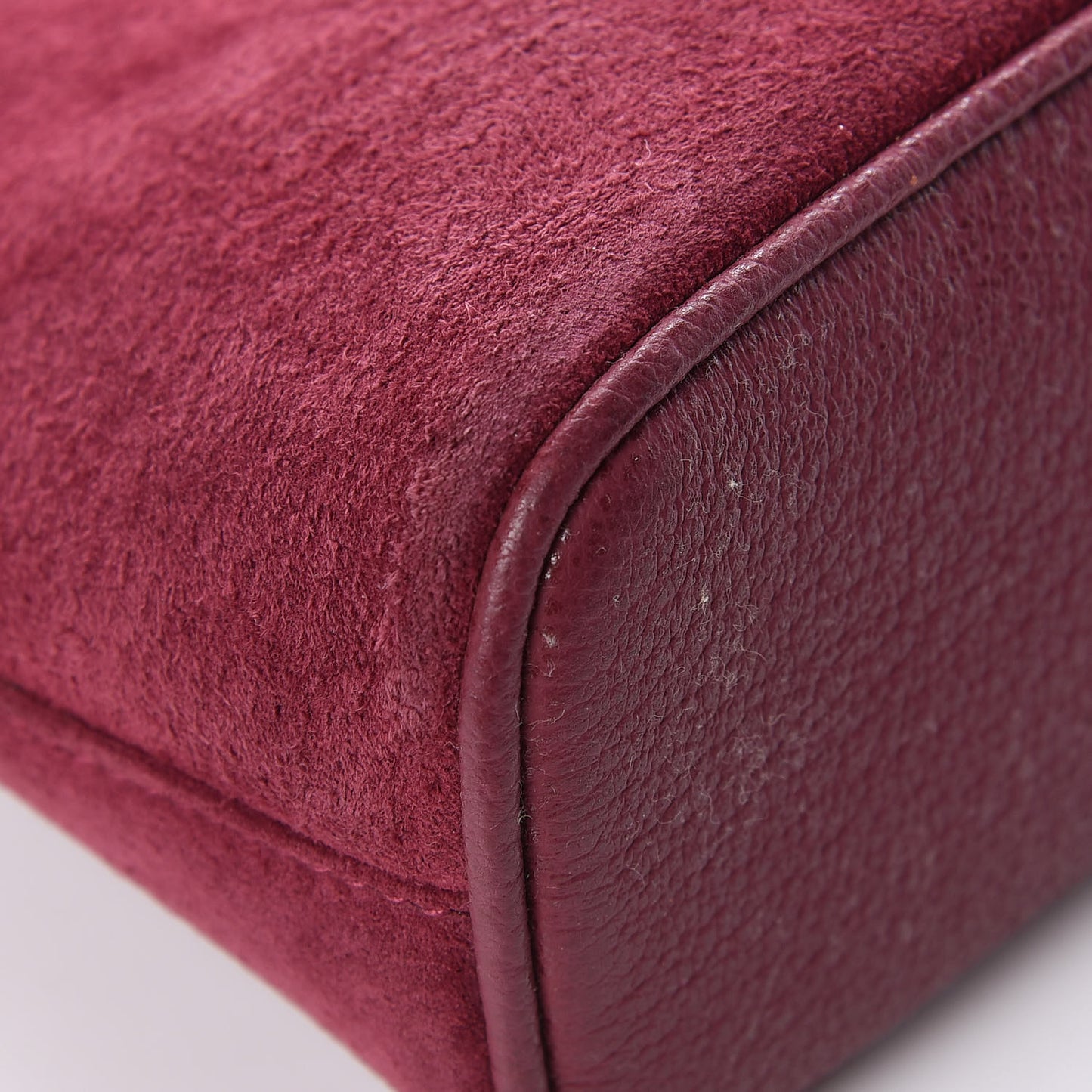 Suede Mini Bamboo Handle Bag Bordeaux
