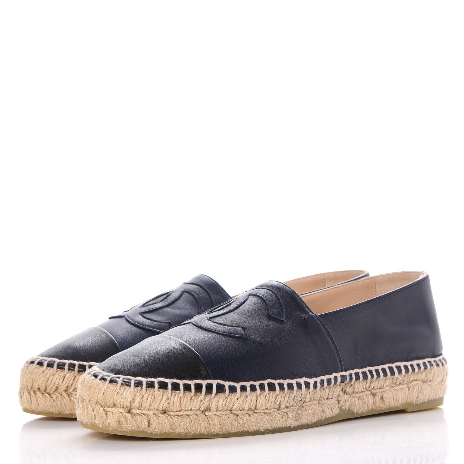Chanel Lambskin CC Espadrilles 38 Navy Black 3 of 10