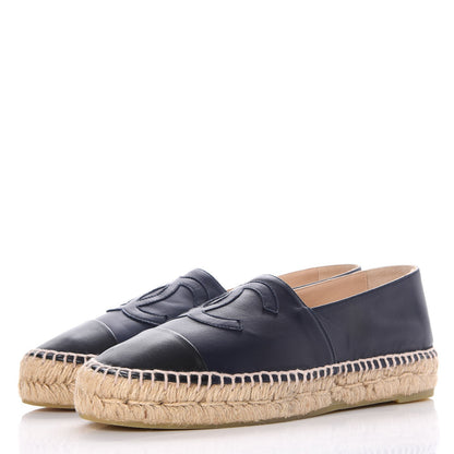 Chanel Lambskin CC Espadrilles 38 Navy Black 3 of 10