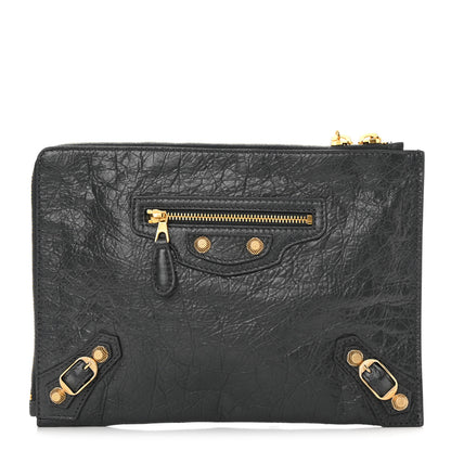 Balenciaga Agneau Giant 12 Gold Hardware Pouch Clutch Gris Fossile 1 of 7