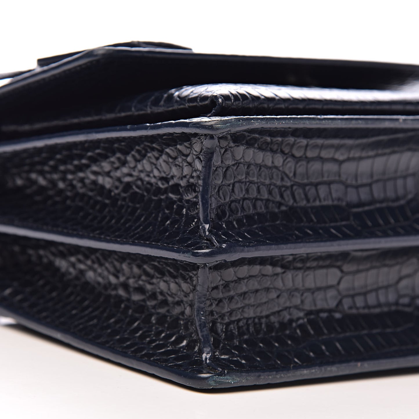 Calfskin Crocodile Embossed Medium Monogram Sunset Navy