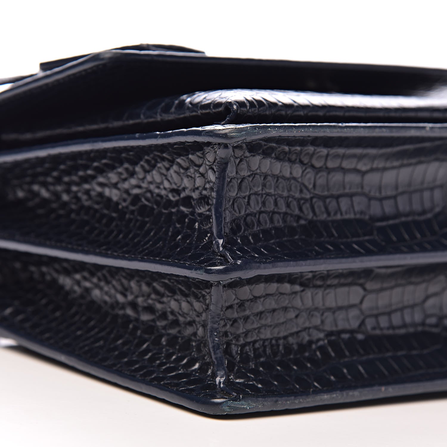 Saint Laurent Calfskin Crocodile Embossed Medium Monogram Sunset Navy 10 of 12