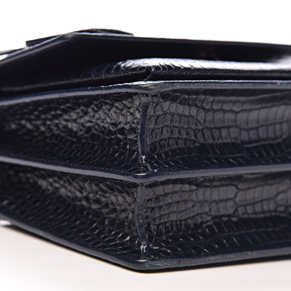 Saint Laurent Calfskin Crocodile Embossed Medium Monogram Sunset Navy 10 of 12