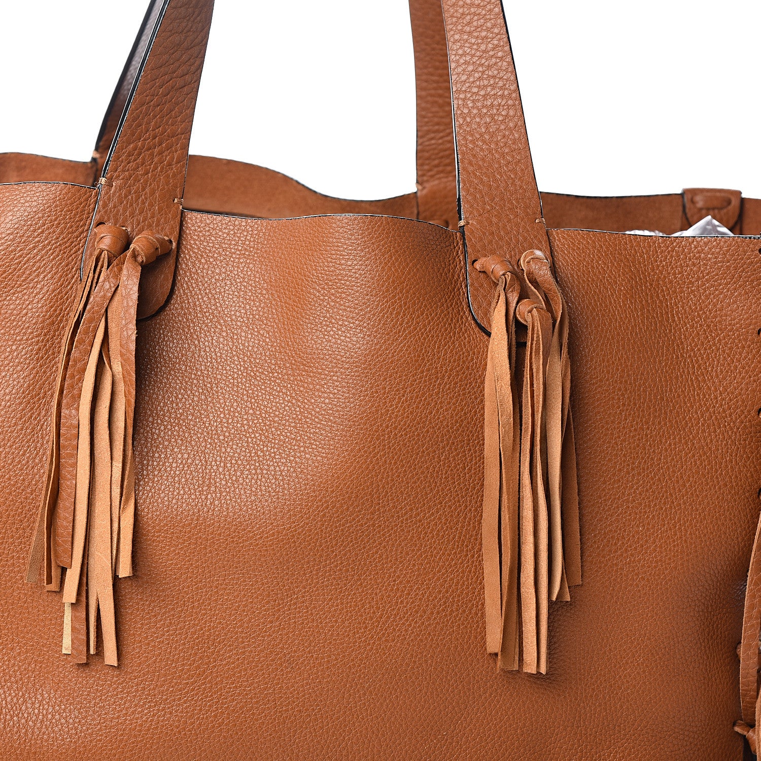 Valentino Garavani Grained Calfskin C-Rockee Fringe Tote Light Cuir 13 of 13