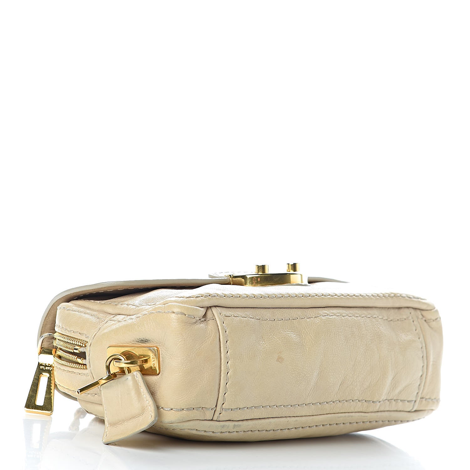 Prada Glace Calf Pushlock Chain Shoulder Bag Ginestra 4 of 12