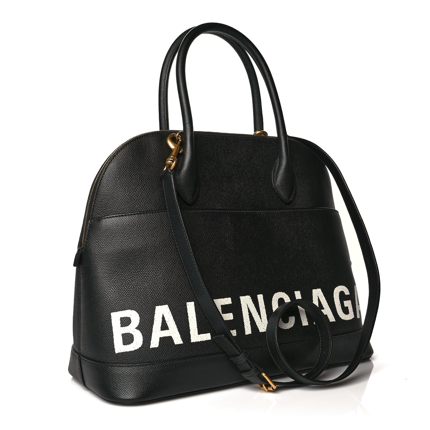 Balenciaga Signature Grained Calfskin Logo M Ville Top Handle Bag Black 3 of 10
